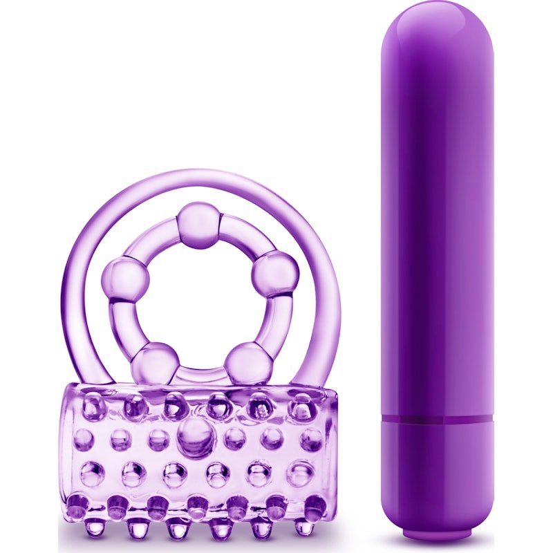 Play With Me The Player Vibrating Double Strap Cock Ring Purple - Image 3