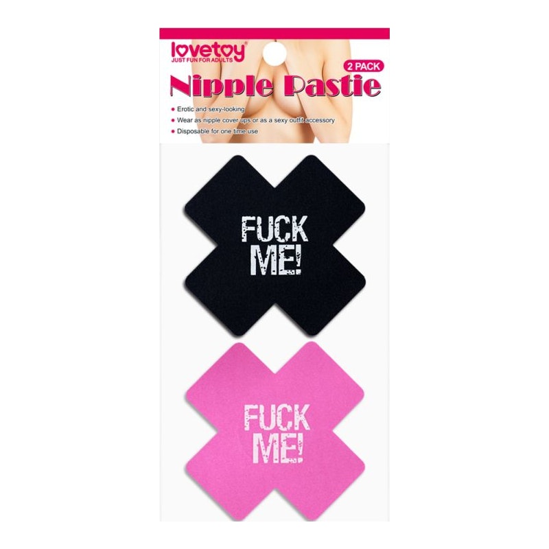 FUCK ME Cross Pattern Nipple Pasties Twin Pack