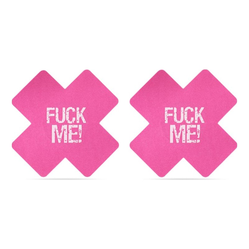 FUCK ME Cross Pattern Nipple Pasties Twin Pack - Image 2