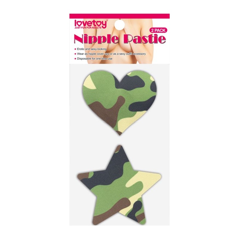 Camo Stars and Heart Nipple Pasties Twin Pack