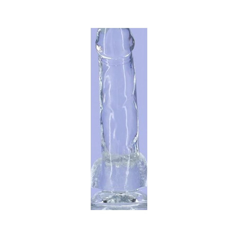 Crystal Dildo w Balls 7in Clear - Image 3