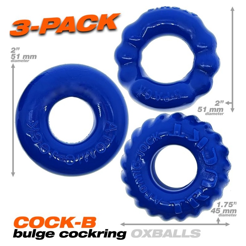 Bonemaker 3 Pc Cockring Set Pool Blue - Image 3