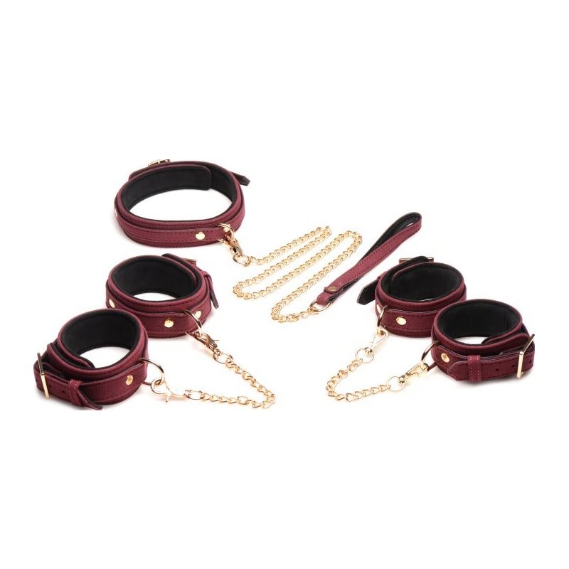 6 Pc Velvet Bondage Set Burgundy - Image 2