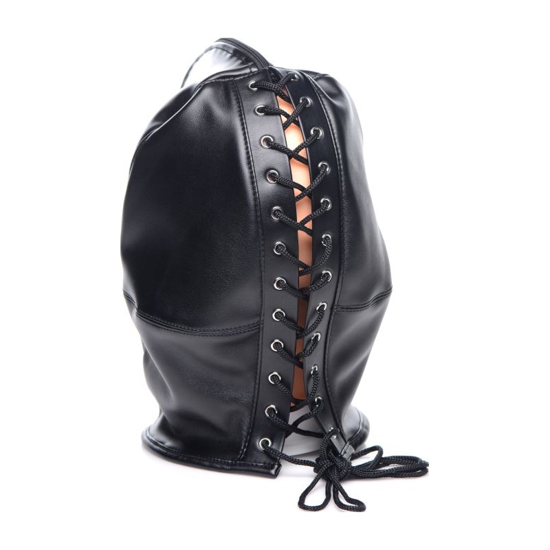 Zip Front Bondage Hood Black - Image 2