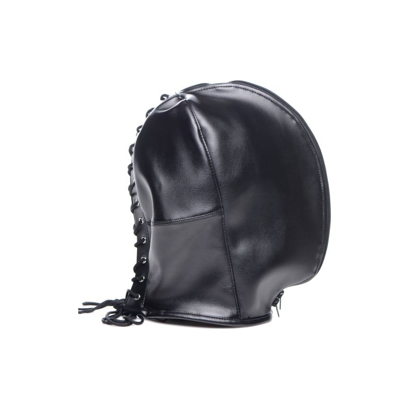 Zip Front Bondage Hood Black - Image 3