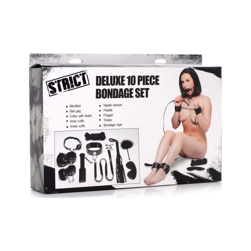 Deluxe 10 Piece Bondage Set Black - Image 3