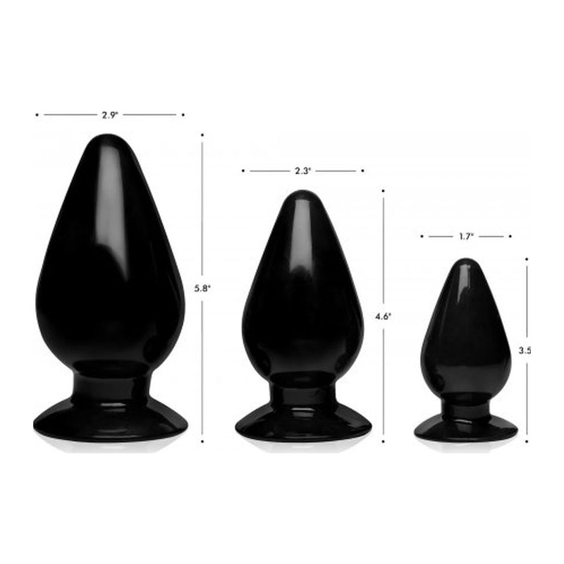 Triple Cones 3 Pc Anal Plug Set Black - Image 2