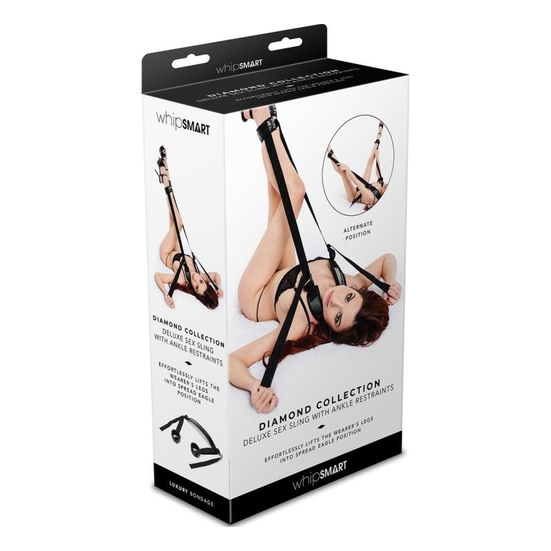 Whip Smart Diamond Deluxe Sex Swing w Ankle Restraints Black - Image 2