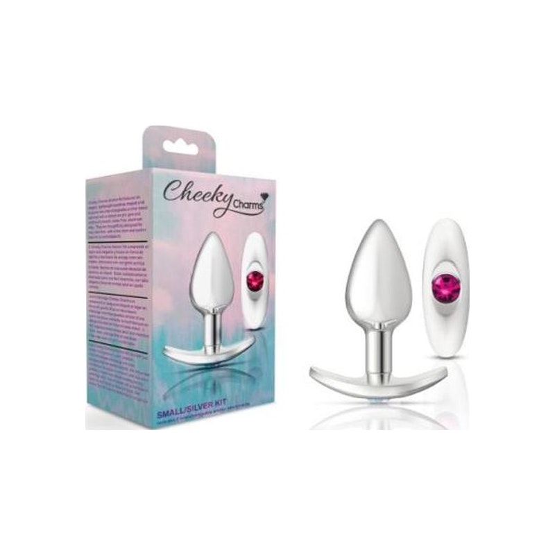 Cheeky Charms Silver Anchor Butt Plug w Clear and Teal Jewel Kit - Image 3