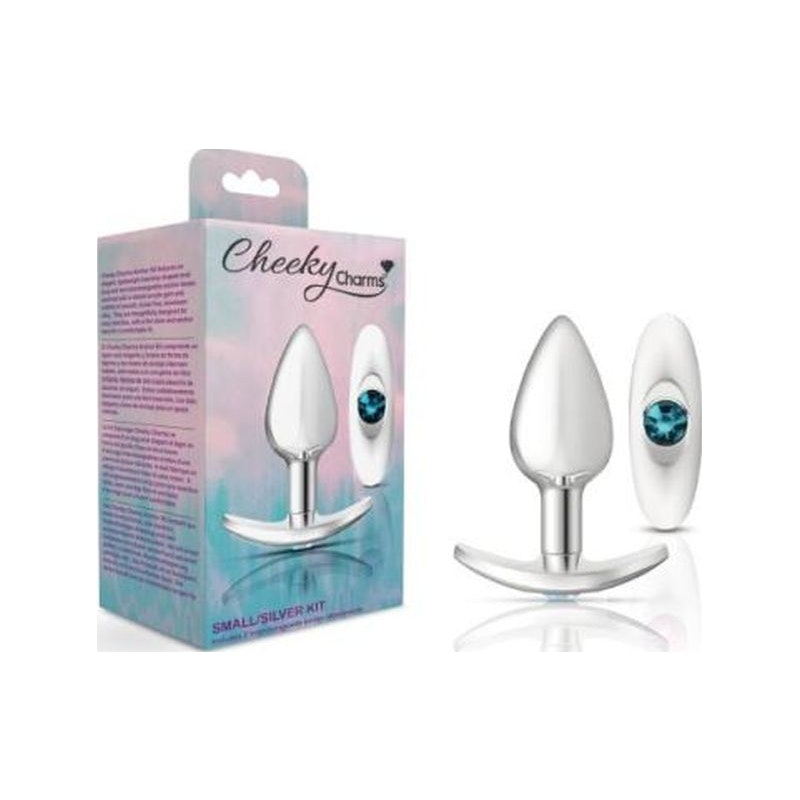 Cheeky Charms Silver Anchor Butt Plug w Clear and Pink Jewel Kit - Image 3