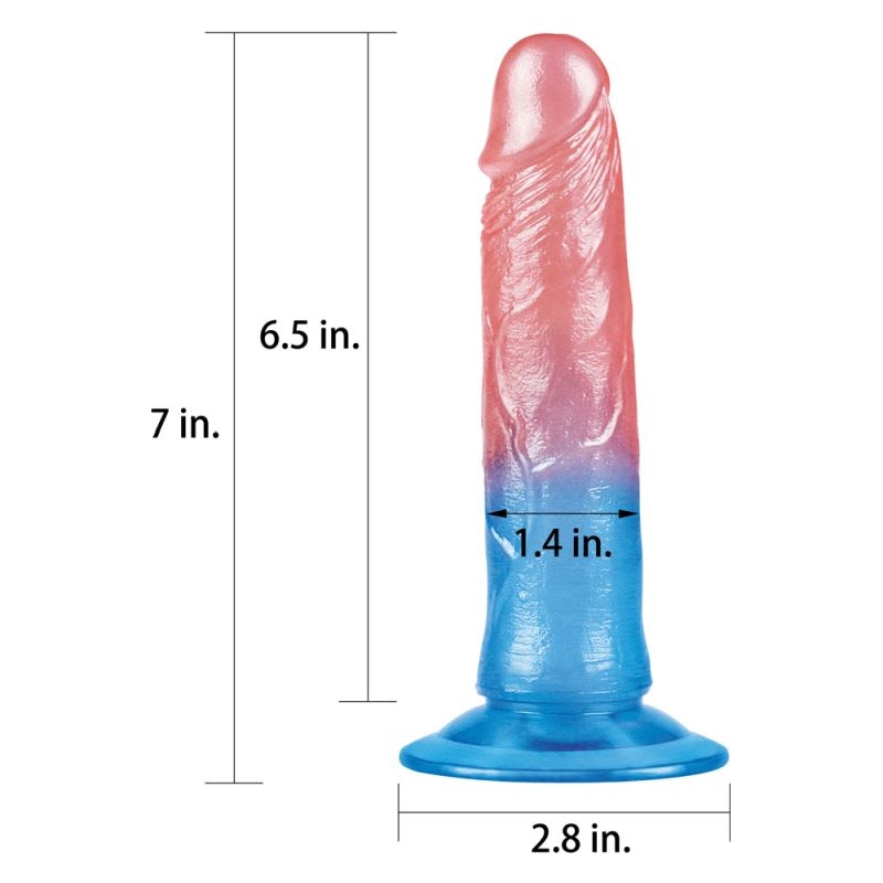 Dazzle Studs Dildo 7in Pink/Blue - Image 2