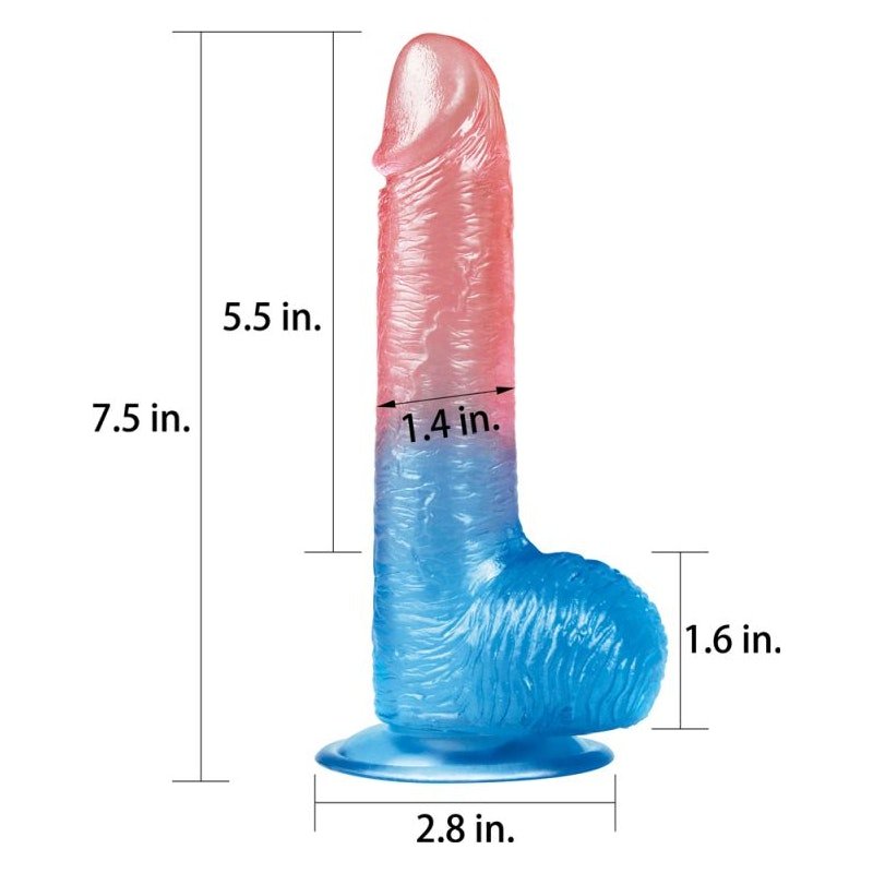 Dazzle Studs Dildo 7.5in Pink/Blue - Image 2