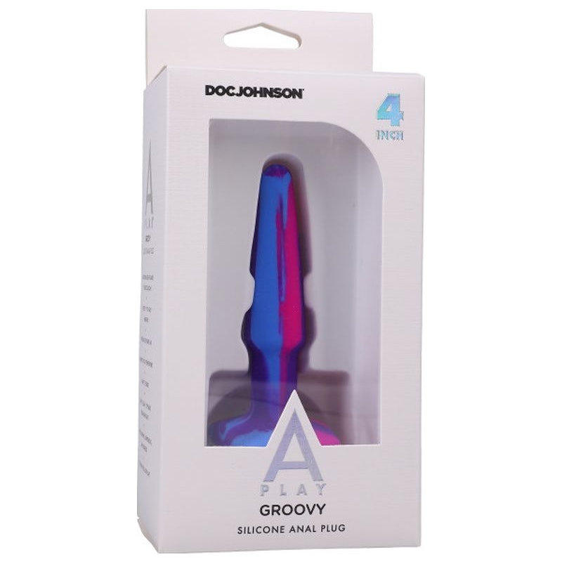 Groovy Silicone Anal Plug 4in Berry - Image 3