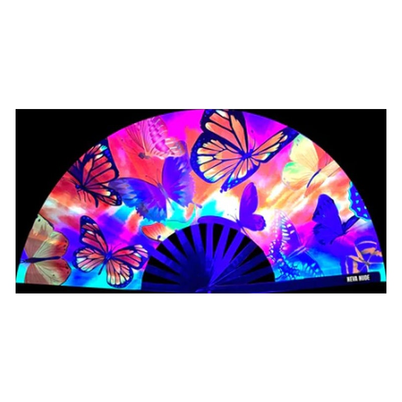 Butterfly Garden Blacklight Folding Fan - Image 2