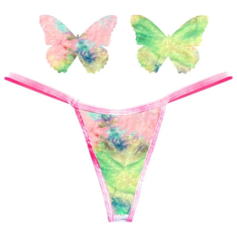 Rainbow Sherbet Tie Die Butterfly Pastie and Panty Set - Image 3